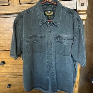 Harley-Davidson Washed Black Short Sleeve Button-Up Shirt